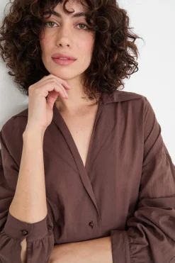 Camicia in voile - Marrone