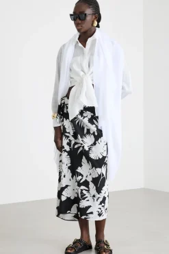 Camicia lunga in ramiè - Bianco
