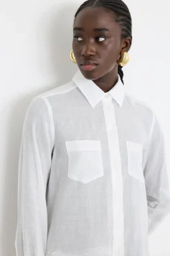 Camicia lunga in ramiè - Bianco