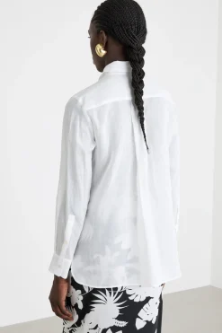Camicia lunga in ramiè - Bianco