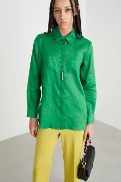 Camicia lunga in ramiè - Verde