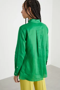 Camicia lunga in ramiè - Verde
