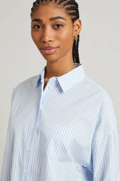 Camicia morbida in popeline - Celeste