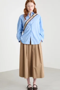 Camicia morbida in popeline stretch - Azzurro