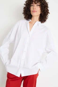 Camicia morbida in popeline stretch - Bianco