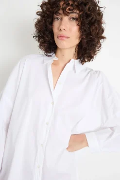 Camicia morbida in popeline stretch - Bianco