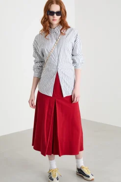 Camicia morbida in popeline stretch - Bianco Grigio