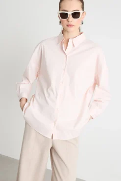 Camicia morbida in popeline stretch - Rosa