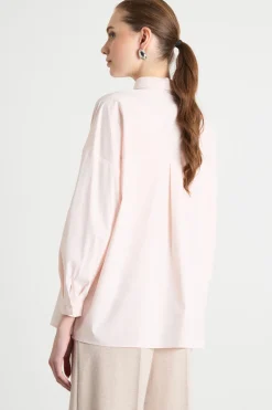 Camicia morbida in popeline stretch - Rosa