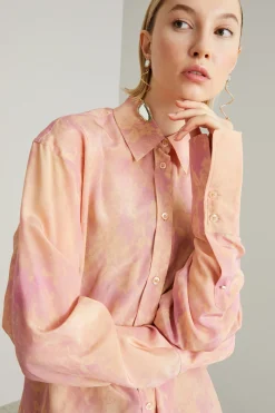 Camicia over con maxi polsino - Rosa