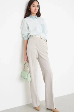 Camicia oversize a blocchi di colore - Bianco Verde