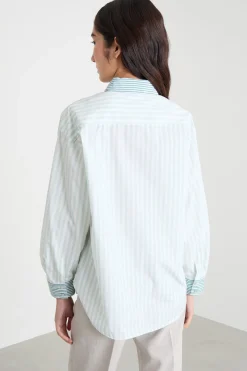 Camicia oversize a blocchi di colore - Bianco Verde