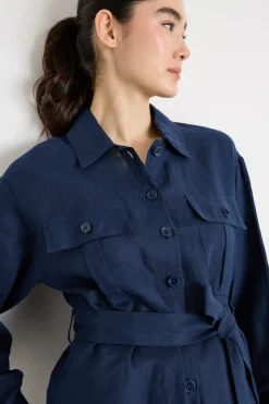 Camicia oversize con tasche - Blu