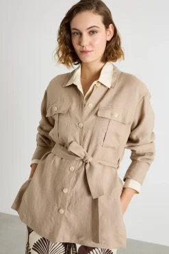 Camicia oversize con tasche - Cammello