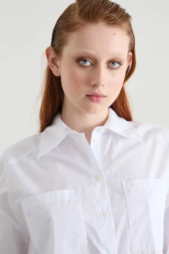 Camicia oversize in popeline - Bianco