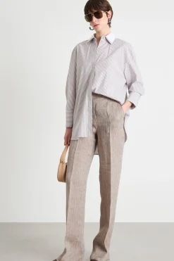 Camicia oversize in popeline - Cammello Bianco