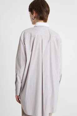 Camicia oversize in popeline - Cammello Bianco