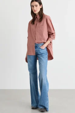 Camicia oversize in taffettà - Rosa