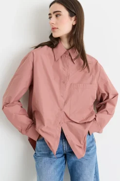 Camicia oversize in taffettà - Rosa