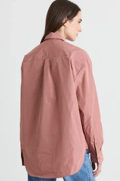 Camicia oversize in taffettà - Rosa