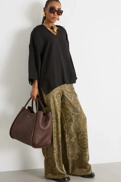 Camicia oversize in tela - Nero
