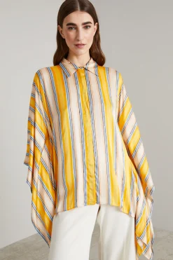 Camicia poncho - Giallo Azzurro Bianco