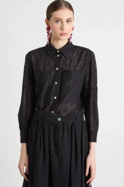 Camicia ricamata - Nero