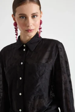 Camicia ricamata - Nero