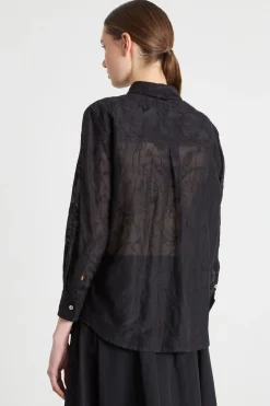 Camicia ricamata - Nero