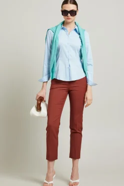 Camicia sfiancata in cotone - Celeste