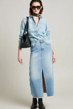 Camicia sfiancata in denim - Azzurro Denim