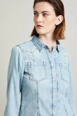 Camicia sfiancata in denim - Azzurro Denim