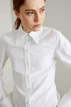 Camicia sfiancata in tela - Bianco