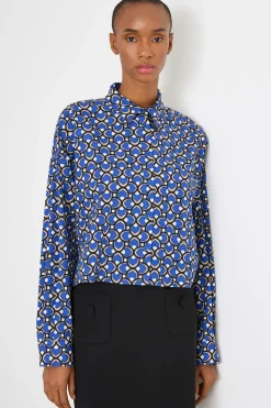 Camicia stampata asimmetrica - Blu