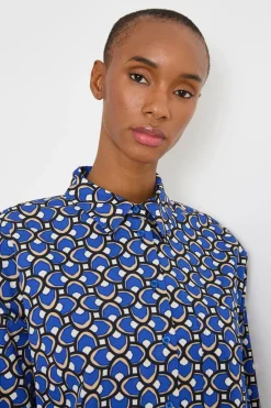Camicia stampata asimmetrica - Blu
