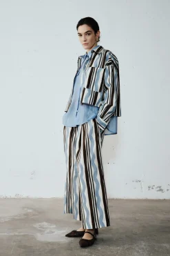 Camicia stampata asimmetrica - Marrone Blu