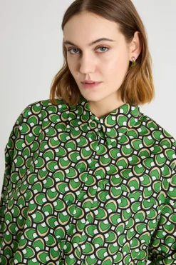 Camicia stampata asimmetrica - Verde