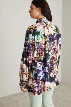 Camicia stampata - Nero Viola Argento