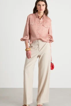 Camicia stampata - Rosso Bianco Beige