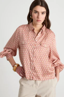 Camicia stampata - Rosso Bianco Beige