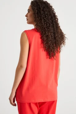 Canotta ampia in jersey - Rosso