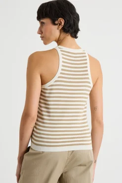 Canotta con scollo all'americana - Cammello Bianco