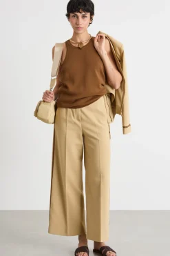 Canotta con scollo all'americana - Marrone