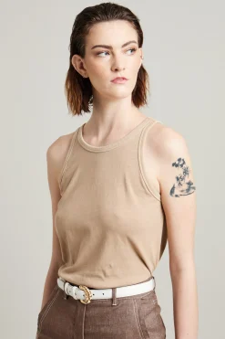 Canotta dritta in jersey - Beige