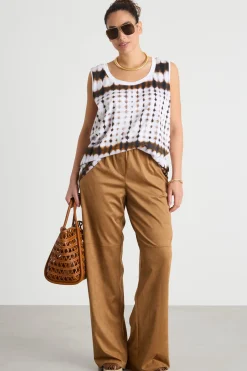 Canotta in jersey tie-dye - Bianco Marrone