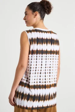 Canotta in jersey tie-dye - Bianco Marrone