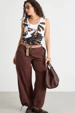 Canotta in jersey tie-dye - Marrone Bianco