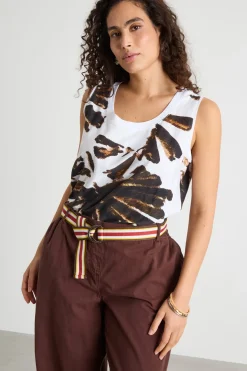 Canotta in jersey tie-dye - Marrone Bianco