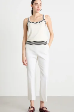 Canotta in maglia stretch - Bianco Nero