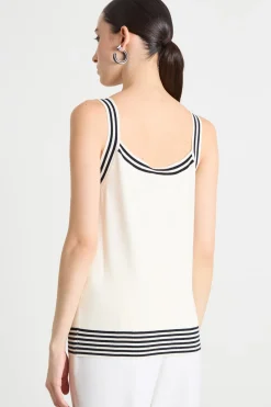Canotta in maglia stretch - Bianco Nero
